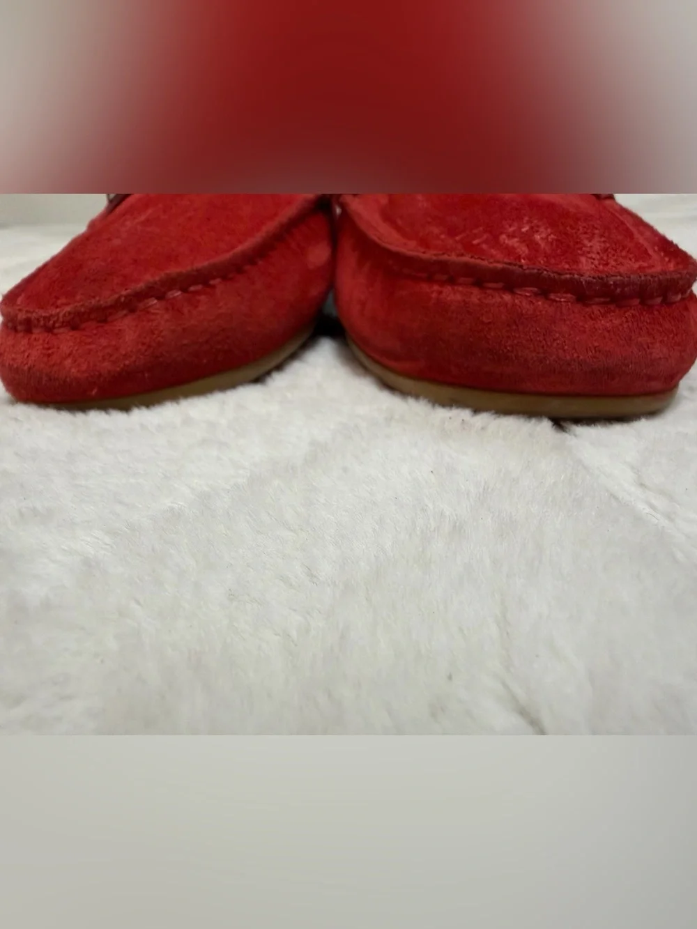 $850 Gucci Red Suede Leather Horse-Bit Link Loafers Driving Moccasins 7.5 8.5